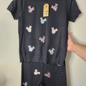 Teen Pajama Mouse Ears Design - Black